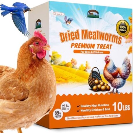 Dried Mealworms 10LB - Non-GMO Meal Worms for Chickens & Birds - Insect Protein Poultry Feed, Natural Chicken Worms ideal for Wild Birds, Reptile Tasty Bird Treats, Laying Hens,Bird Seed Alternative