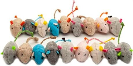 Fashion's Talk Cat Mice Toy 18-Pack Plush Catnip-Filled Mice Toys for Indoor Cats - Realistic Design, 9 Assorted Colors, 2 of Each, Value Pack
