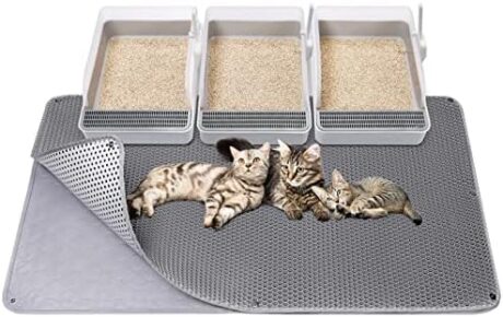 Fostanfly Cat Litter Mat - Extra Large XL 45"x 27" Cat Litter Trapping Mat, Machine Washable Double Layer Design, Urine & Waterproof for Kitty- Easy Clean for Floor