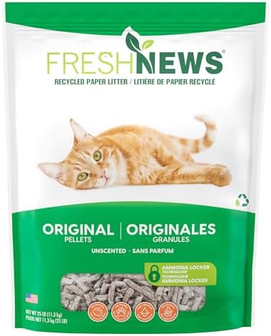 Fresh News Recycled Paper, Original Pellet Cat Litter, 25 Pound