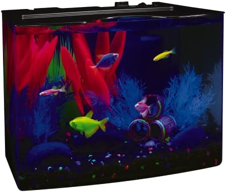 GloFish Crescent aquarium Kit 3 Gallons, Includes Hidden Blue LED Light And Internal Filter