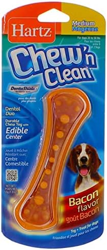 HARTZ Chew N' Clean Dental Duo Dog Chew Toy Bacon Flavor, Medium 1 ea(Pack of 6)