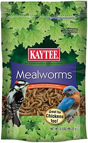 Kaytee Wild Bird Food Mealworms For Bluebirds, Wrens, Robins, Chickadees, Woodpeckers, Cardinals & Chickens, 3.5 Ounce