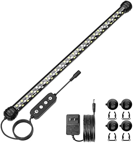 Led Aquarium Light with Timer, Submersible Aquarium Plant Light, Fish Tank Light with Auto On/Off, 3 Lighting Modes, Adjustable Brightness (15 inch for 16-27inch Planted Tank), 9W