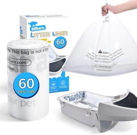 Litter Box Liner Bag Compatible with Cat litter Box 3 and 4, 60 Pack - Extra Thick Waste Bags for Self-Cleaning Pet Kitty Litter Box Drawer Liners, 9-11 Gallons Home/Kitchen Trash Bags