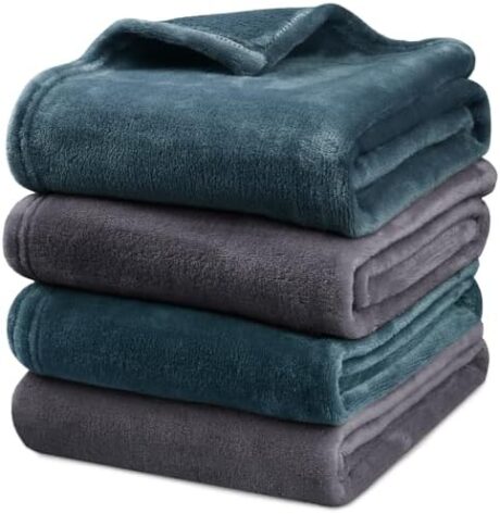 Onarway Dog Blanket Washable for Puppy: 4 Packs Dog Blankets 40”x28” - Fluffy Soft Small Throw for Cat Puppy Kitten Dogs - Fleece Pet Blankets for Bed Sofa Car and Indoor - Lake Green and Purple