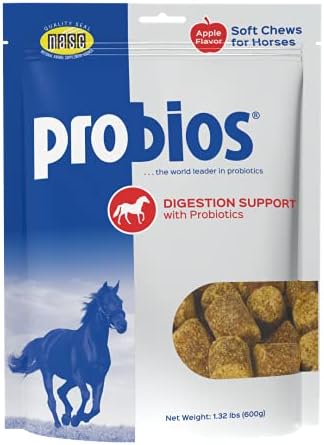 Probios for Horses Soft Chews, Daily Probiotic Supplement for Gut Health, Digestion & Immune Support, Horse Supplies, Apple Flavor, 1.32 lbs (600 Grams)