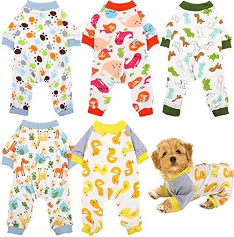 URATOT 5 Styles Soft Puppy Rompers - Cute Pet Clothes Onesies for Dog & Cat, Small