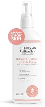 Veterinary Formula Clinical Care Hot Spot & Itch Relief Medicated Spray, 8oz – Easy to Use Spray for Dogs & Cats – Helps Alleviate Sensitive Skin, Scratching, and Licking of Coat (1 Pack)