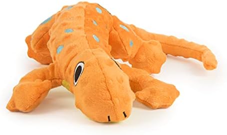 goDog Amphibianz Gecko Squeaky Plush Dog Toy, Chew Guard Technology - Orange, Large