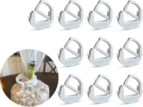 kaam Bag Clip, chip Clip, Food Clip, Bread Clip | Heavy Duty, Adjustable, one Size fits All, Stackable, Magnetic, Fridge & Freezer Safe, Hook-able,Built to Last, Ergonomic(Fluffly Cloud, 10 Pack)