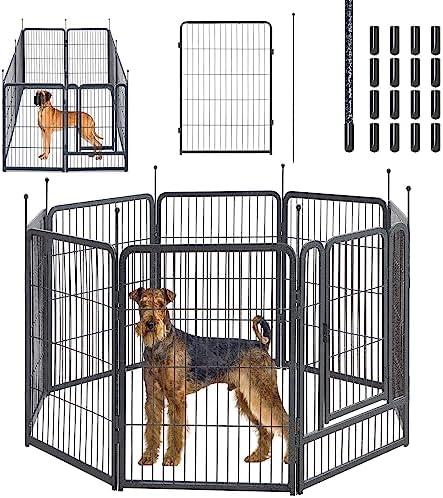 mestyl Dog Playpen, 40" Height 8 Panels Outdoor Pet Play Pen, Big Dog Exercise Play Pen for Large/Medium/Small Dogs, Foldable Puppy Pen for Indoor, Camping, RV, Anti-Rust Paint Finish, Quick Install