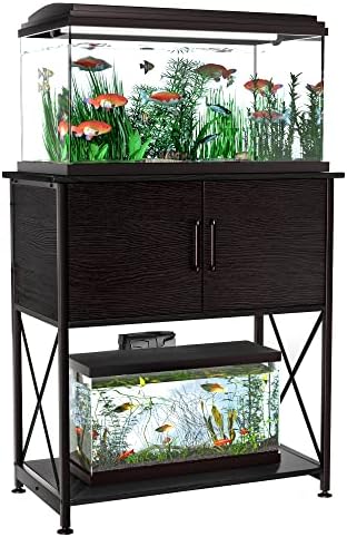 20-29 Gallon Aquarium Stand Metal Frame Fish Tank Stand with Cabinet Storage, for 20 Gallon Long Aquarium,30.7" L*16.5" W Tabletop,330LBS Capacity Black PG01YGB