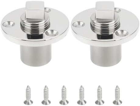 2pcs 316 Stainless Steel Boat Drain Plug with Screws Vent Connector Suitable for 1 Inch Hole Stern Plate Fish Well Freezer Yacht