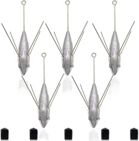 5 Pcs Sputnik Sinker Fishing Weights Lead Long Tail Fishing Equipment Surfing Casting Spider Sinkers for Saltwater Catfish Beach Sand Ocean