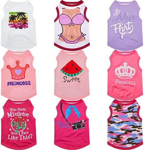 9 Pieces Printed Pet Shirts Cute Dog T Shirts Summer Puppy T Shirt Soft Breathable Pet Sweatshirt for Small Medium Dogs Puppy Cats(Watermelon Pattern,M)