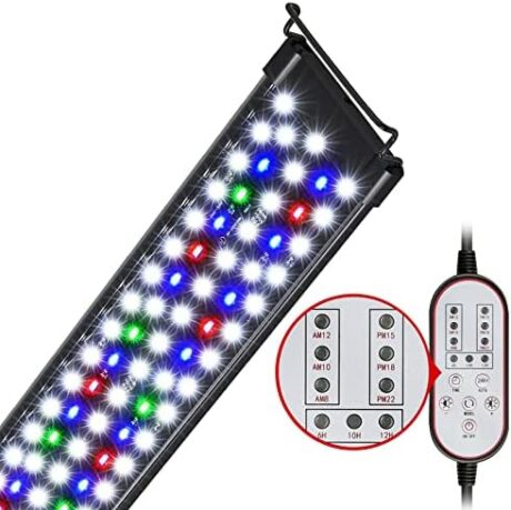 Aquarium Light, 42W 24/7 Lighting Cycle, Sunrise/Daylight/Moonlight Mode and Custom Mode with Expandable Bracket, Adjustable Timer and 7 Color Brightness for 48~54IN