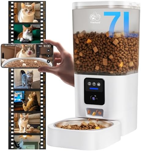Automatic Cat Feeder with 2K Camera: 5G WiFi Automatic Dog Feeder with Night Vision,Cat Food Dispenser with 7L Large Food Storage Container for Multiple Pet,Detachable for Easy Clean -29 Cup