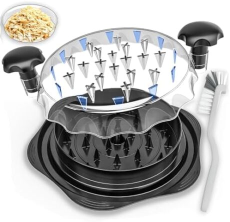 Chicken Shredder Tool Twist Large Black, 10” BPA-Free Meat Shredder for Chicken Breast Pork Beef, Manual Food Shredder with Brush, Anti-Slip, Ergonomic Handle, Fast Shredding for Kitchen & Meal Prep