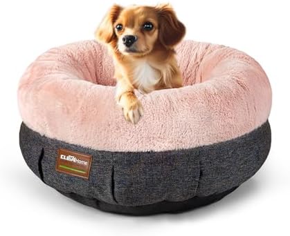 ClevaHome Cozy Cat Bed - Ultra-Soft Plush Pet Bed with Raised Sides and Anti-Slip Base, Comfortable Round Bed for Small Pets up to 11 lbs