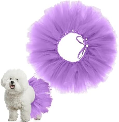 Dog Tutu Tulle Tutu for Dogs Small Large Medium Puppy Dress Ballerina Costume Skirt for Halloween Puppy Cats Bunny Pet Outfit Birthday Wedding Party Photo Prop Supplies(Purple)
