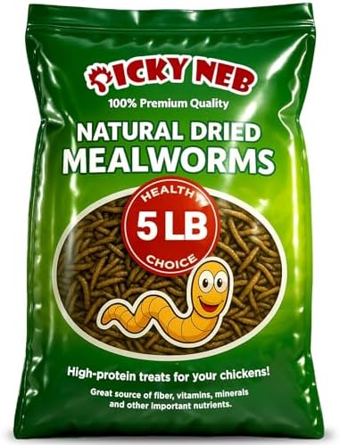Dried Mealworms 100% Non-GMO 5 Lb - Mealworms for Birds, Chickens, Ducks - Perfect High-Protein Treats - Whole Large Meal Worms, Dried for Chickens and Bluebird Food Bulk