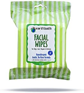 EARTHBATH 026361 25 Count Facial Wipes Pouch for Dogs, Cats, Puppies and Kittens
