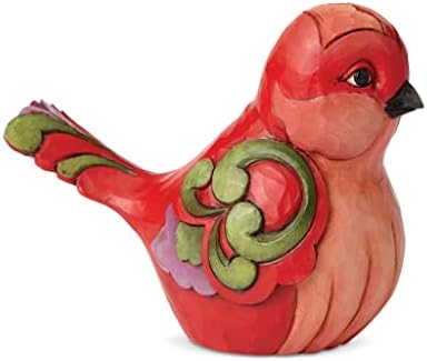 Enesco Jim Shore Heartwood Creek Floral Red Floral Bird Fine Feather Figurine, 4.02 Inch, Multicolor