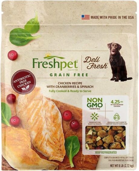 Freshpet Salutem Vita Select Deli Fresh, Chiken Recipe with Cranberries & Spinach, Grain Free, Complete Meal Bag 6 lbs