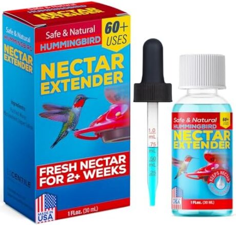 Hummingbird Nectar Extender - Keeps Nectar Fresh for 2+ Weeks, 60+ Uses, Made in USA, Safe & Natural Nectar Defense, Bird Safe Formula, for All Hummingbird Nectar & Feeders - 1oz