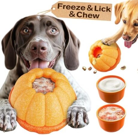KADTC ALL IN ONE 3 in 1 Dog Durable Fillable Chew Toy & Freezer/Freezable/Frozen Lick Treat Tray Enrichment Toys & Kibble Dispensing Ball -Stuffable Peanut Butter Filling DIY Wet Food Interactive Game