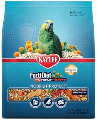 Kaytee Forti-Diet Pro Health+Safflower Nourish+Protect Parrot Food, Supports Breeding and Molting, Nutrition Backed by Science, Digestive and Brain Health, 4 pounds