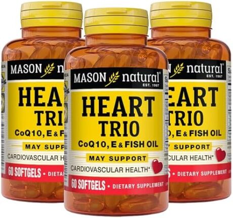 MASON NATURAL Heart Trio,Co Q10, Vitamin E & Fish Oil, 3 Month Suppy, Supports Normal Heart Health, 3 Pack