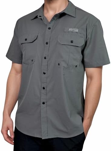 Men's UV UPF 50+ Sun Protection Short Sleeve Shirt, Fishing Shirts for Men, Poncho Shirts for Men, Button Up Shirts for Men