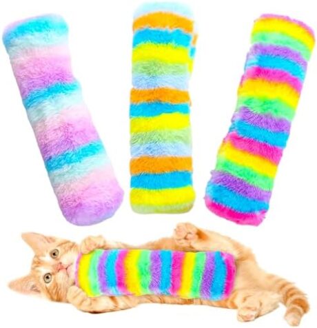 NAAJI Сat Plush Toy, Cat Toys, Cat Play, Cat Pillows, Cat Plush Pillow, 3-Pack Stripe Pillow with Sound Paper, Catnip Toys for Cats, Interactive Toys for Cat, Kitten Toys, Puppy