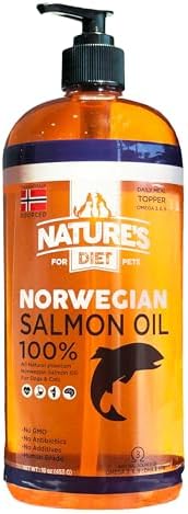 Nature's Diet Pet 32 oz Norwegian Salmon Oil Dogs & Cats - Natural Support for Joint Function Immune Heart Health Appetite Skin & Coat Omega 3 6 9 Liquid Food Topper EPA DHA Fatty Acids