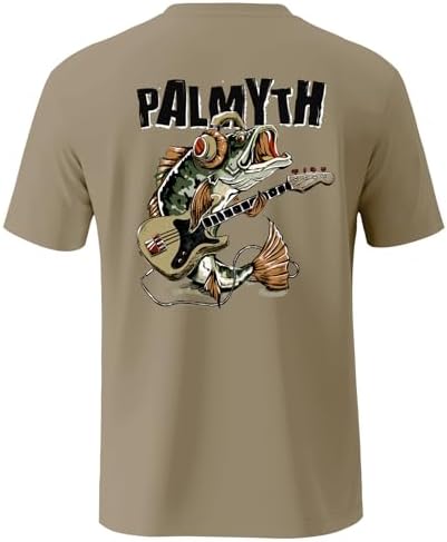 Palmyth Mens Fishing Shirts Short Sleeve UPF 50+ T-Shirt UV Sun Protection SPF Tee Quick Dry