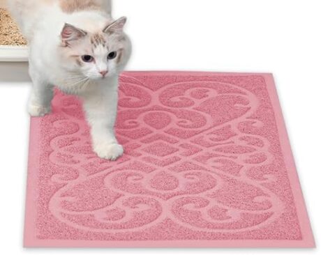 PetLike Cat Litter Box Mat, Thick Kitty Litter Trapping Mat, Durable,Waterproof &Washable with Non-Slip Backing, Soft on Kitty Paws and Easy to Clean, BPA Free