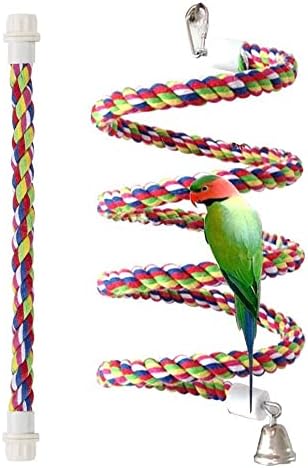 Pets vv Bird Rope Perch Parakeet Toys, Spiral Bird Toy for Cockatiels, 43"&13.7" Bird Bungee Rope Perches Suitable Bird Cage Accessories