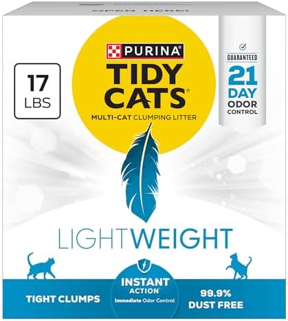 Purina Tidy Cats LightWeight Instant Action, Odor control, Multi-Cat, Clumping, 99.9 Percent Dust Free Cat Litter - 17 lb. Box