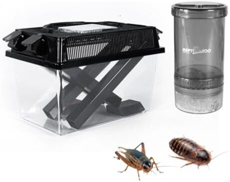 REPTI ZOO Reptile Cricket Keeper & Mixer Combo Kit, Reptile Cricket Calcium Powder Feeder, Feeding Dispenser Shaker for Bearded Dragon Gecko Lizards Chameleon Snake