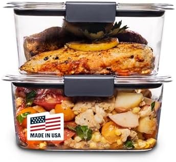 Rubbermaid Brilliance BPA-Free Food Storage Containers, Medium Deep, 4.7 Cup, 2-Pack, Airtight & Leak-Proof, Microwave & Dishwasher Safe