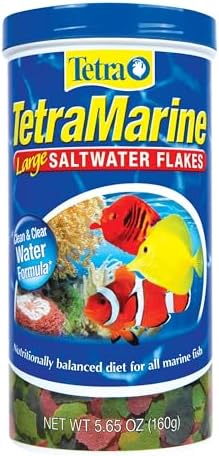 TetraMarine Large Saltwater Flakes, Nutritionally Balanced Fish Food for Saltwater Fish, 5.65 oz