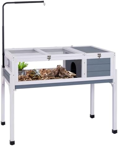 Tortoise Habitat with Adjustable Lamp Holder Indoor Tortoises Enclosure for Small Animal Lizards Hamster Snake Turtle Habitat Reptile Cage