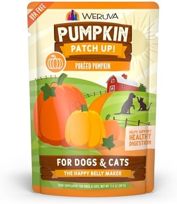 Weruva Pumpkin Patch Up!, Pumpkin Puree Pet Food Supplement for Dogs & Cats, 2.80oz Pouch (Pack of 12)