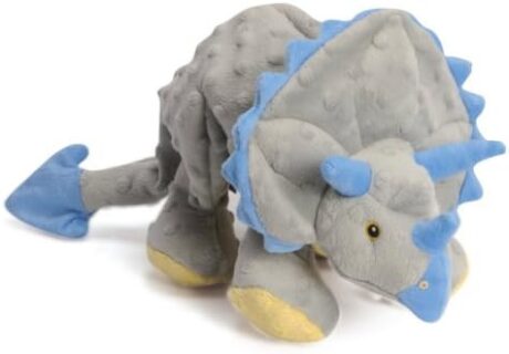 goDog Dinos Frills Squeaky Plush Dog Toy, Chew Guard Technology - Gray, Large