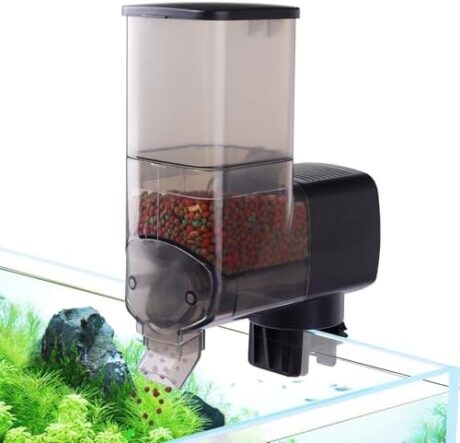 hygger Automatic Fish Feeder for Aquarium: Auto Fish Food Dispenser with Timer,quantitative and Fixed-Point Feeding System for Betta Turtle Small Tank - Aquarium Vacation Feeder with 3 AAA Batteries