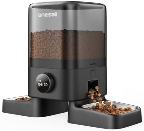 oneisall Automatic Cat Feeders 2 Cats, 20 Cups/5L Cat Auto Feeder, Automatic Cats Food Dispenser for Small Pets Indoor, Timed Pet Feeder for Dry Food