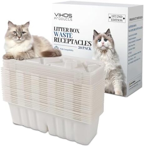 (20 Pack) Litter Box Waste Receptacles Compatible with Littermaid 1St/2nd Edition Automatic Cat Litter Box Self Cleaning Cat Litter Storage Container for Littermaid Litter Box