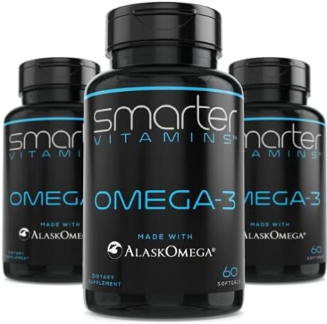 (3 Pack) Smarter Omega 3 Fish Oil, Berry Flavor, Burpless, Tasteless, 2000mg, DHA EPA Triple Strength Brain, Made with AlaskOmega®